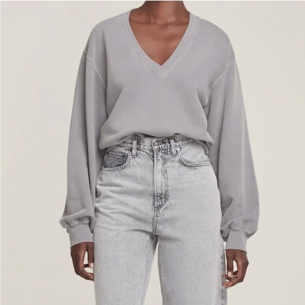 Agolde Light Gray V-Neck Sweater